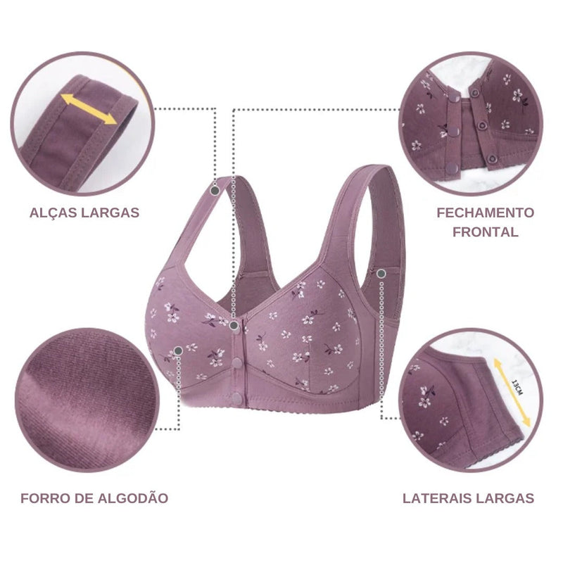 Sutiã com Botão Frontal (Kit promocional 3 unidades)