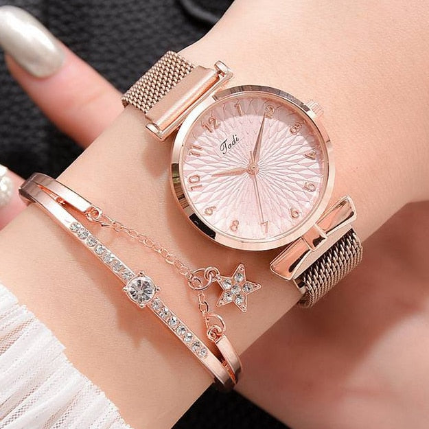 Relógio Feminino Elegance + Pulseira Luxo de Brinde