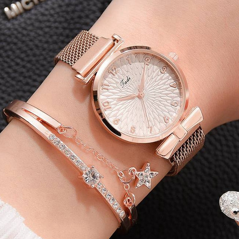 Relógio Feminino Elegance + Pulseira Luxo de Brinde
