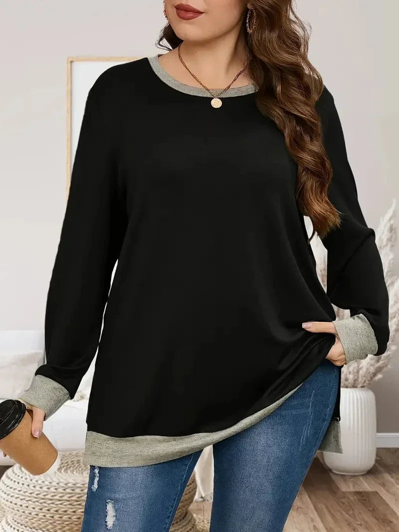 Pulôver Feminino Plus Size  de Gola Redonda